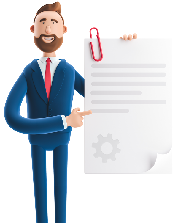 Immagine stilizzata di uomo che mostra un documento