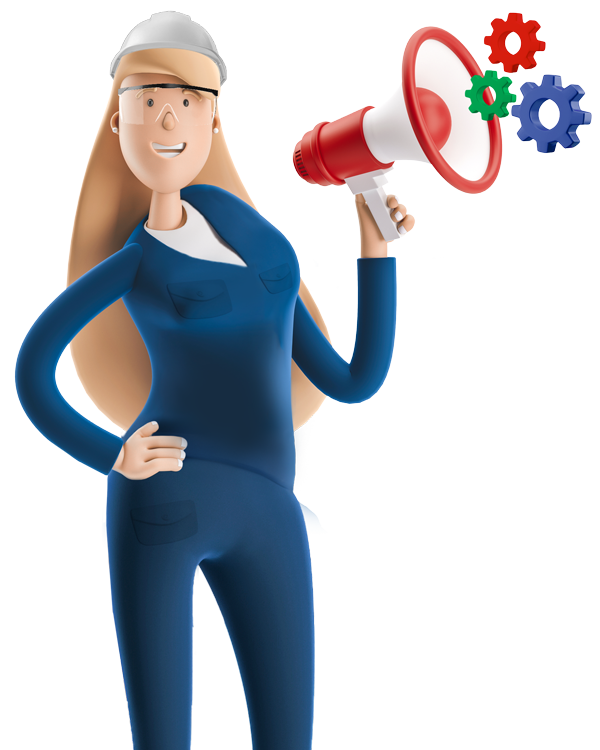 Immagine stilizzata di una donna con un megafono 